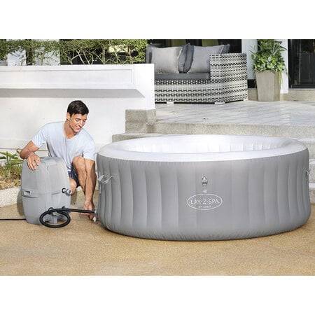 Bestway  Lay-Z-spa St. Lucia Jacuzzi aufblasbar – Schaumbad für 3 Personen – inkl. Pumpe und Abdeckung – Ø170 x 66 cm – Grau