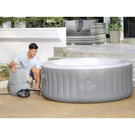 Bestway  Lay-Z-spa St. Lucia Jacuzzi Inflatable - Bubble bath for 3 people - Incl. Pump and Cover - Ø170x66cm - Gray