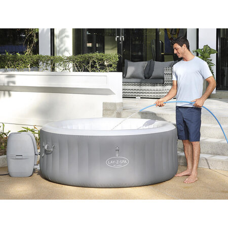 Bestway  Lay-Z-spa St. Lucia Jacuzzi aufblasbar – Schaumbad für 3 Personen – inkl. Pumpe und Abdeckung – Ø170 x 66 cm – Grau