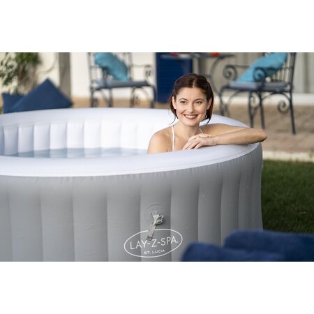 Bestway  Lay-Z-spa St. Lucia Jacuzzi aufblasbar – Schaumbad für 3 Personen – inkl. Pumpe und Abdeckung – Ø170 x 66 cm – Grau