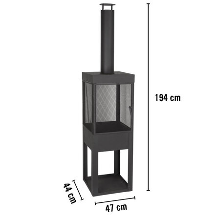BBQ Collection Outdoor fireplace with chimney - Garden fireplace 194 x 44 x 47 cm - Wood stove Garden & Terrace