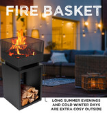 BBQ Collection BBQ Collection Fire Basket with Spark Screen - Garden Fireplace 39 x 39 x 85 cm - Outdoor Fireplace with Poker and Firewood Storage