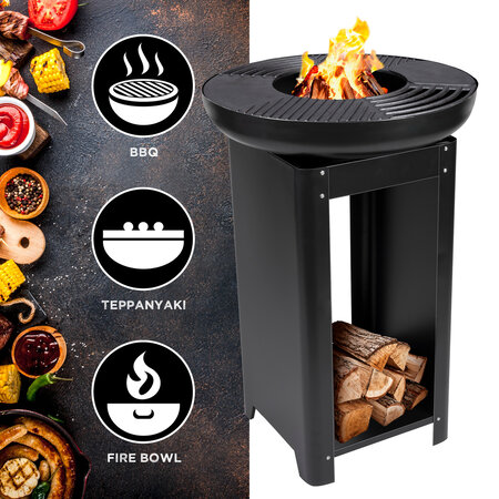 BBQ Collection BBQ Collection 3-in-1 Fire Basket and Grill Plate - Garden Fireplace 61 x 90 cm - with Teppanyaki Griddle