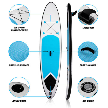 SUP Board Inflatable Blue/White - Paddle Board Complete Set