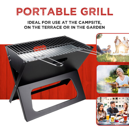 BBQ Collection Table BBQ Charcoal - Camping BBQ - Foldable and Portable Barbeque - Separate Fire Bowl and Grill Grate - 46 x 36.5 x 28 cm