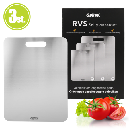 Geeek Edelstahl Schneidebrett - 3er Set - Schneidebretter - Cutting Board - Schneidebrett Set - nachhaltig und mikroplastikfrei
