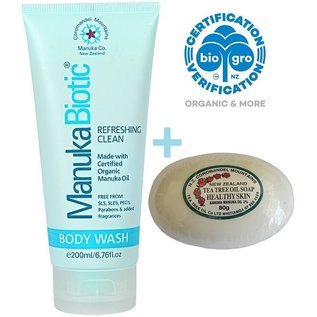 MANUKA HEALTH & BEAUTY / MANUKA BIOTIC® MANUKA-HEALTH & BEAUTY / MANUKA BIOTIC® BODY WASH + TEA TREE SOAP