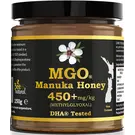 Manuka Honing / Honig - BEE NATURAL MANUKA-HONIG MGO® 450+ 250g / IN EINEM ECHTGLAS GLAS # inkl. MwSt./exkl. €6,95 Versand (€123,80/kg)