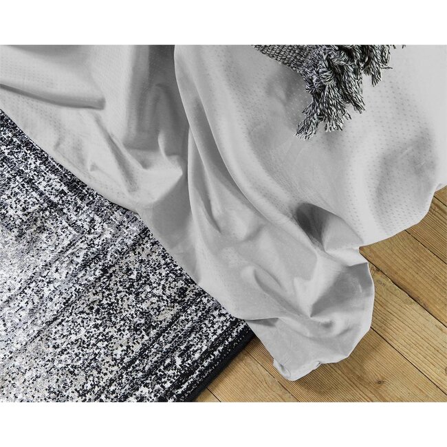 Katoen satijn dekbedovertrek Leonie - grijs -140x220 + 60x70 cm