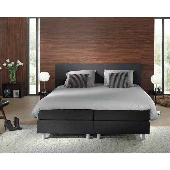 Katoen satijn dekbedovertrek Leonie - grijs -140x220 + 60x70 cm