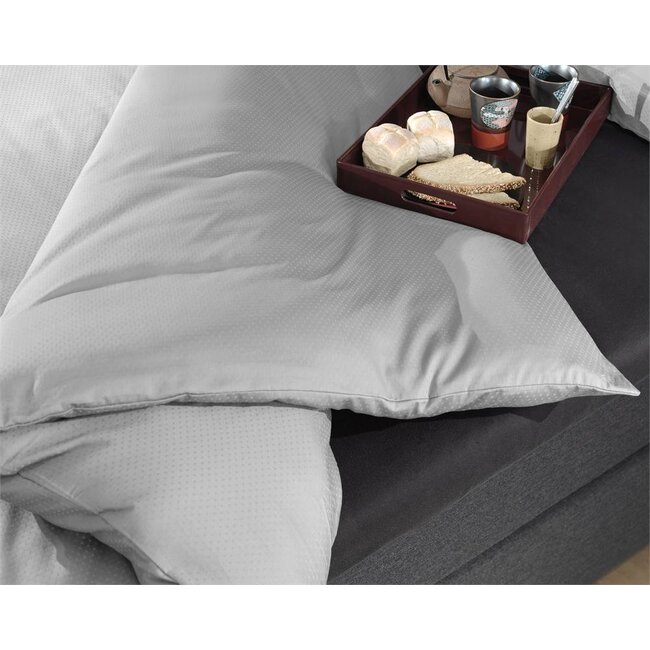 Katoen satijn dekbedovertrek Leonie - grijs -140x220 + 60x70 cm