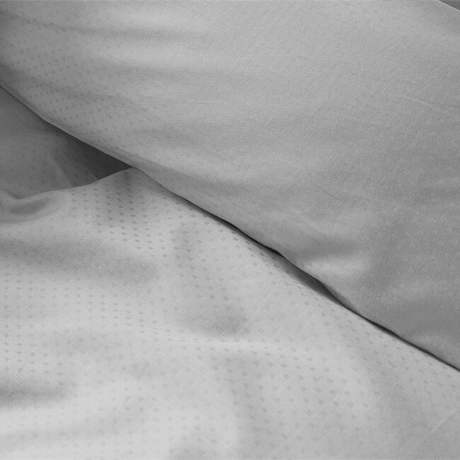 Katoen satijn dekbedovertrek Leonie - grijs -140x220 + 60x70 cm