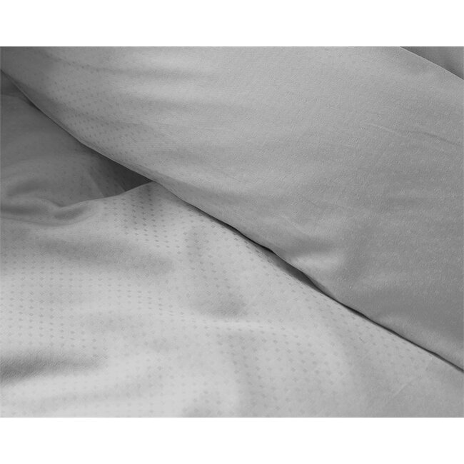 Katoen satijn dekbedovertrek Leonie - grijs -140x220 + 60x70 cm