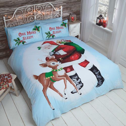 Kerst dekbedovertrek Kerstman met rendier - blended katoen - 230x220 + 2st. 50x75 cm