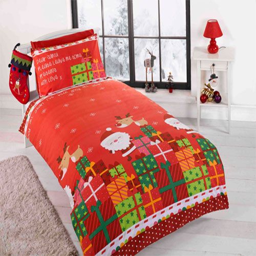Kerst peuter dekbedovertrek Dear Santa - blended katoen -120x150 + 40x60 cm