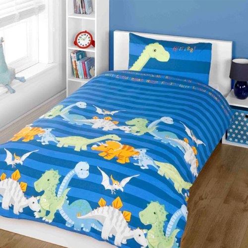 Dekbedovertrek Baby Dino's blauw - 135x200 + 50x75 cm - blended katoen