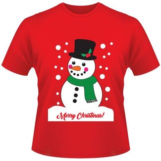 .Decoware® Kerst T-shirt - Sneeuwpop - Medium