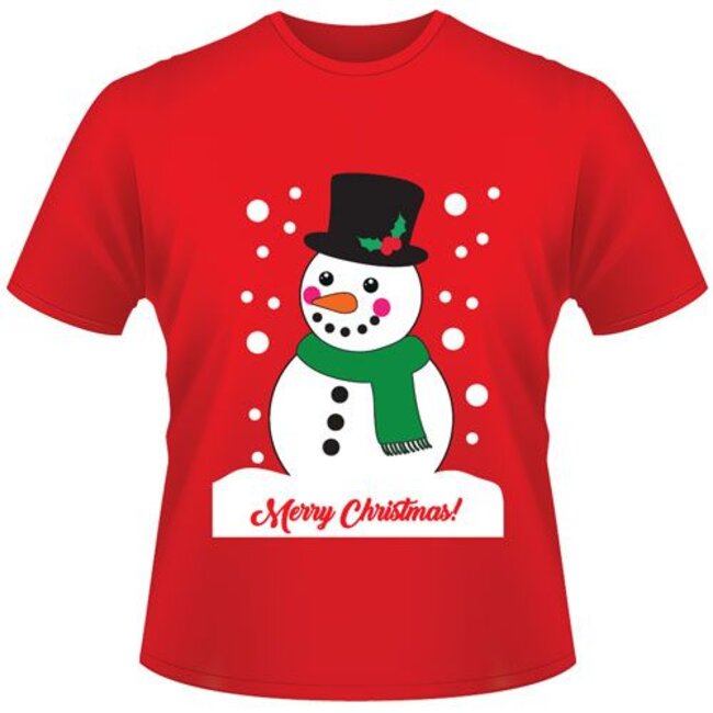 Kerst T-shirt - Sneeuwpop - Medium