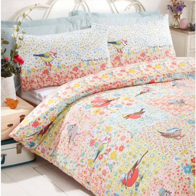 Polykatoen dekbedovertrek Hey Birdie - Lits-jumeaux (230x220 + 2st 50x75cm) - 26,95
