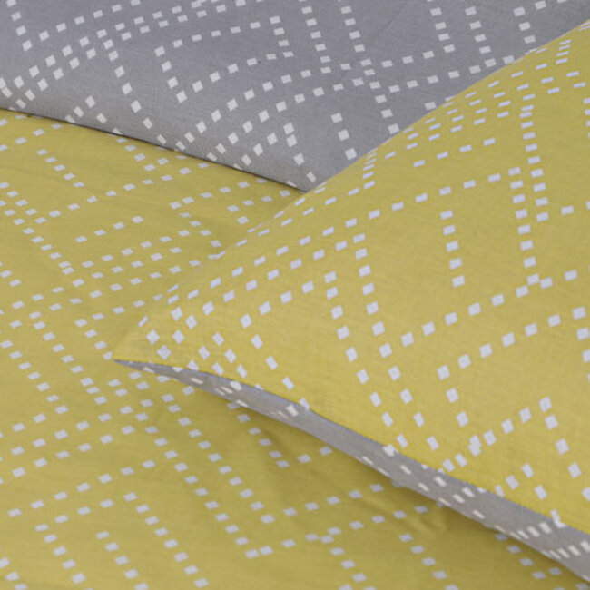 Polykatoen dekbedovertrek Square Dots geo geel