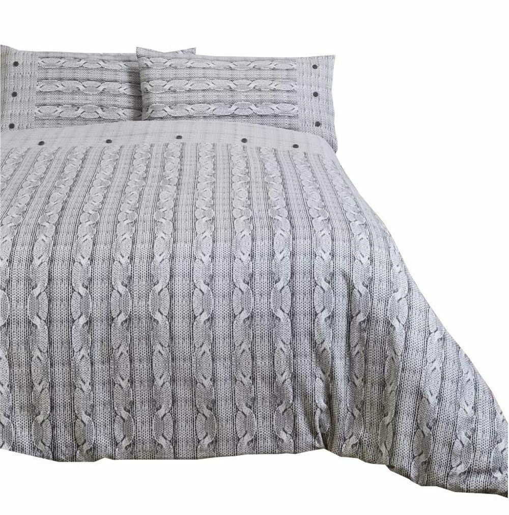So Soft dekbedovertrek Aran Knit grijs - flanel
