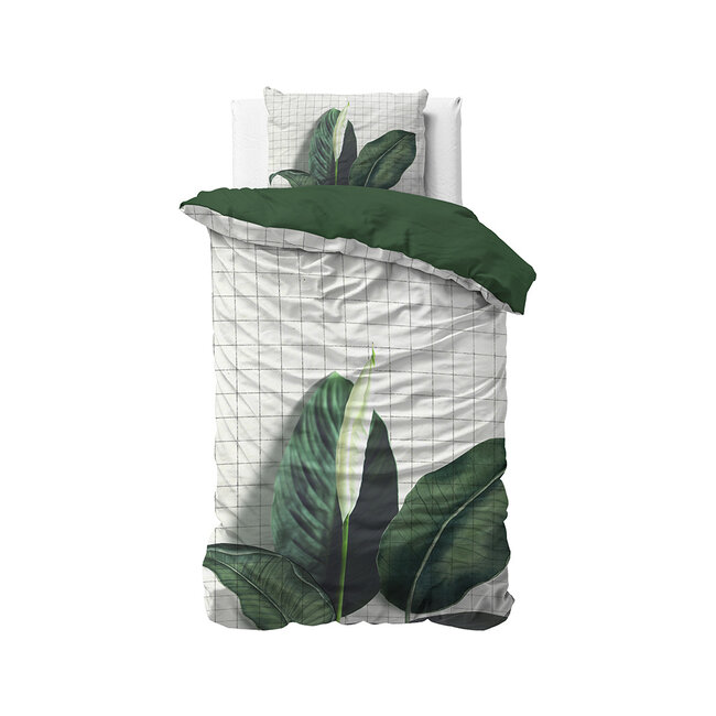 Katoen satijn dekbedovertrek Botanical Wild Nature - 1-persoons (140x220 + 60x70cm)