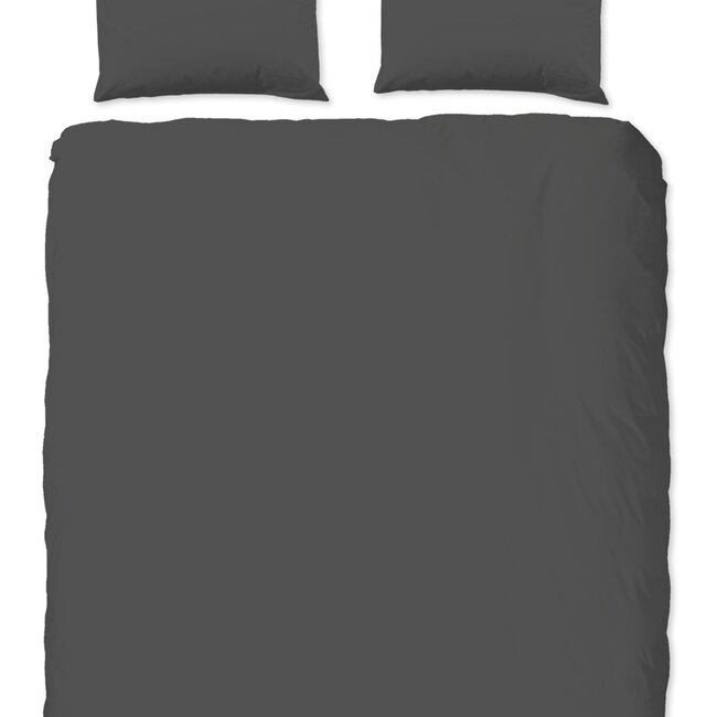 Katoen dekbedovertrek uni antraciet - katoen