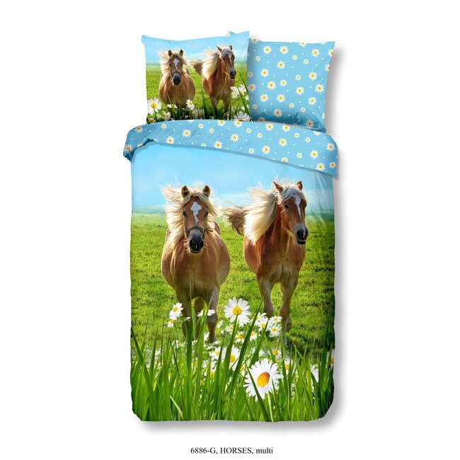 Katoen kinderdekbedovertrek Pony's - 140x220 + 60x70 cm