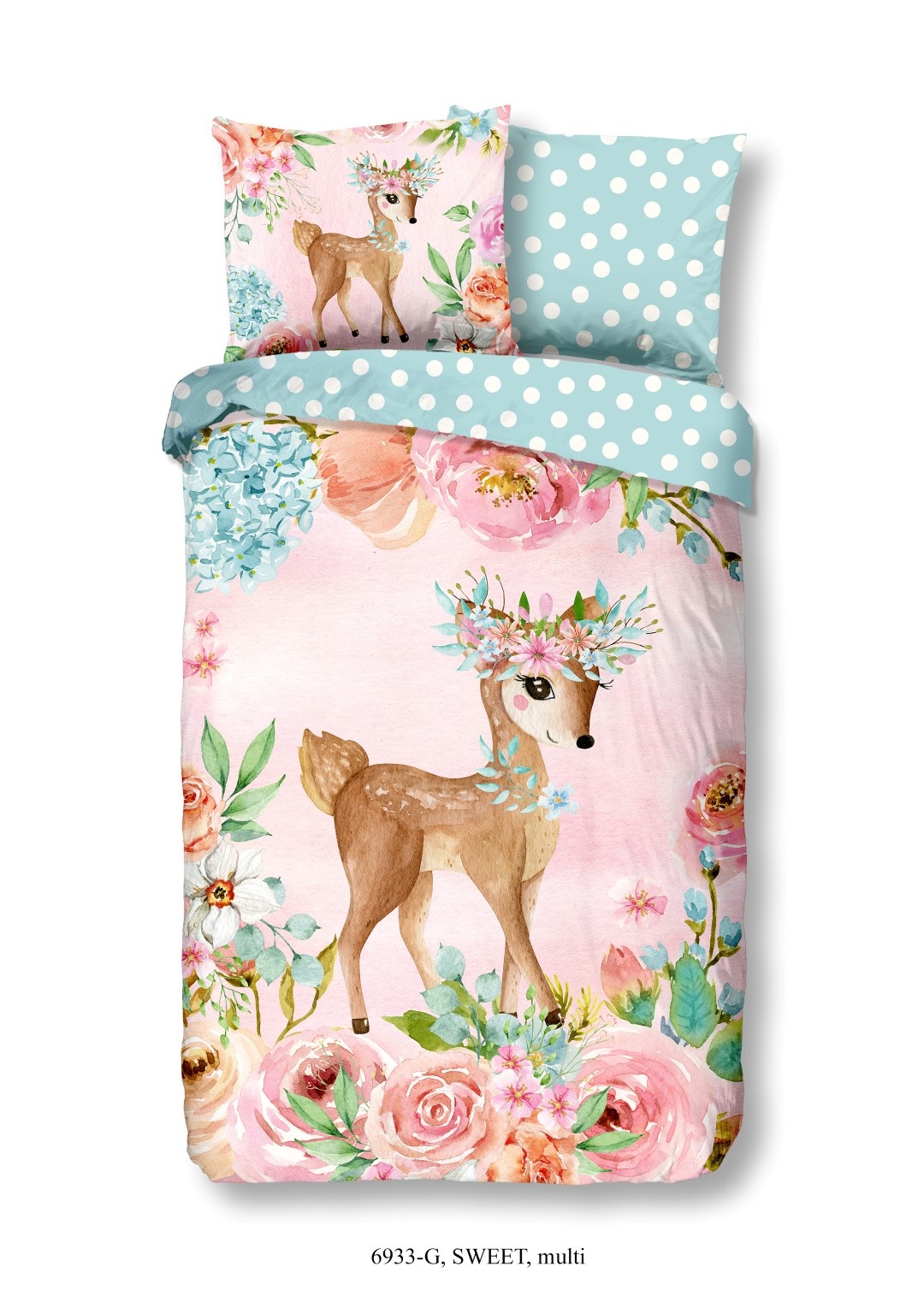 Good morning dekbedovertrek Sweet deer - katoen - 140x220 + 60x70 cm