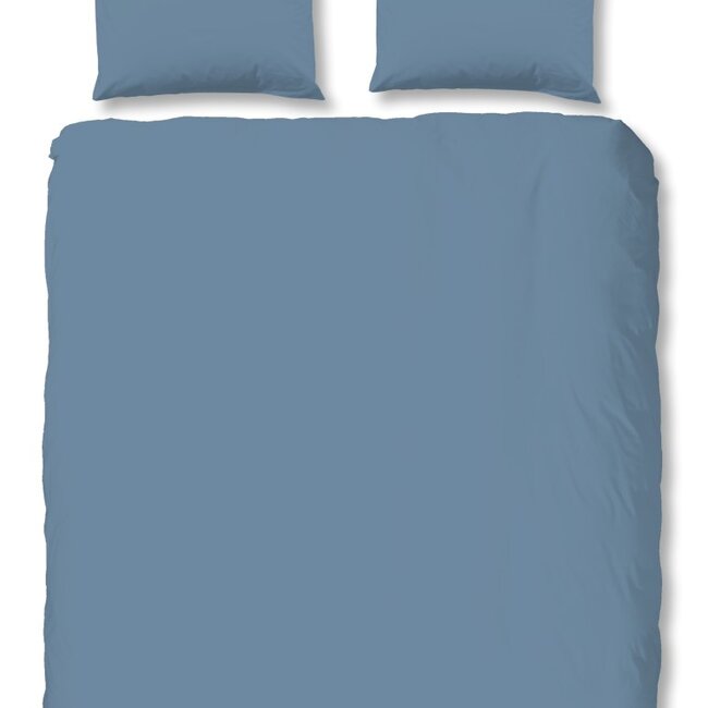 Katoensatijn dekbedovertrek uni ice blauw