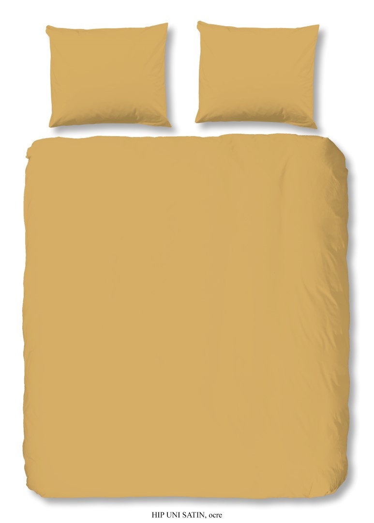Katoen satijn dekbedovertrek uni oker geel - 1-persoons (140x220 + 60x70cm)