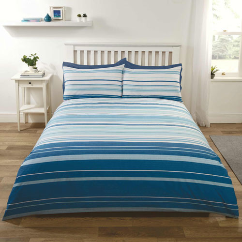 Dekbedovertrek Staford stripe blauw - blended katoen