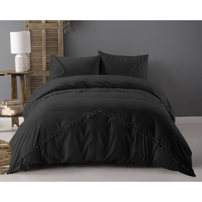 Microvezel dekbedovertrek Fashion Lace zwart - 140x220 + 60x70 cm