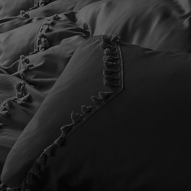 Microvezel dekbedovertrek Fashion Lace zwart - 140x220 + 60x70 cm