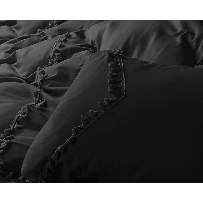 Microvezel dekbedovertrek Fashion Lace zwart - 140x220 + 60x70 cm
