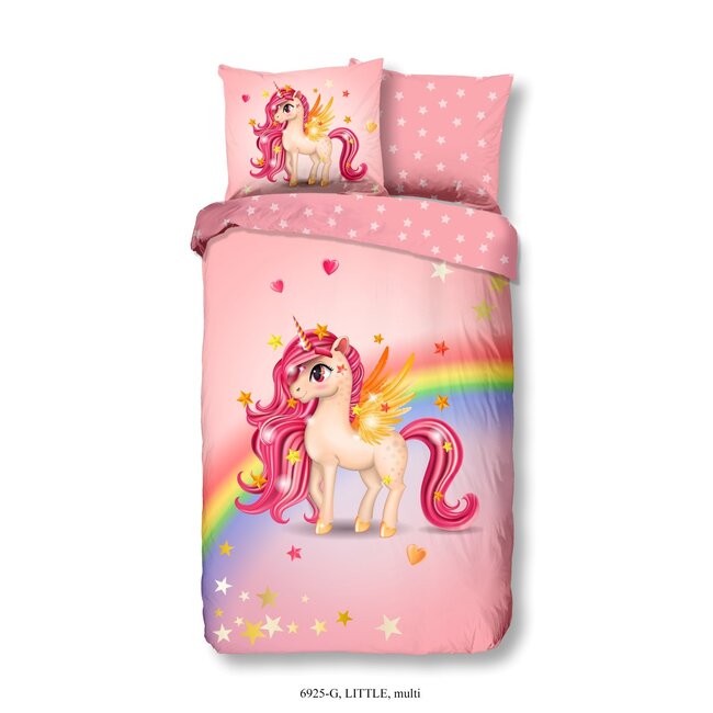 Katoen kinderdekbedovertrek Unicorn rainbow  - 140x220 + 60x70 cm