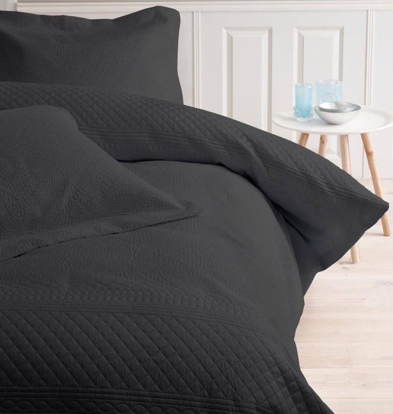 Bedsprei Charlene - antraciet - Inclusief 2 kussenslopen 60x70 cm