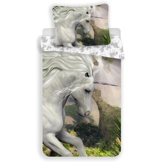 Sweet Home Katoen kinderdekbedovertrek witte Unicorn - 140x200 cm