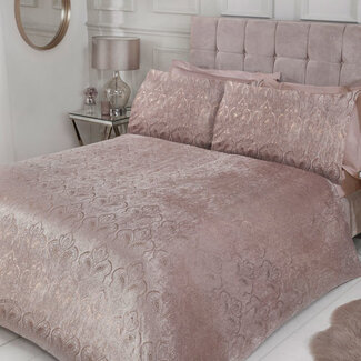Sleepdown Velvet folie print paisley dekbedovertrek blush - 	1-persoons