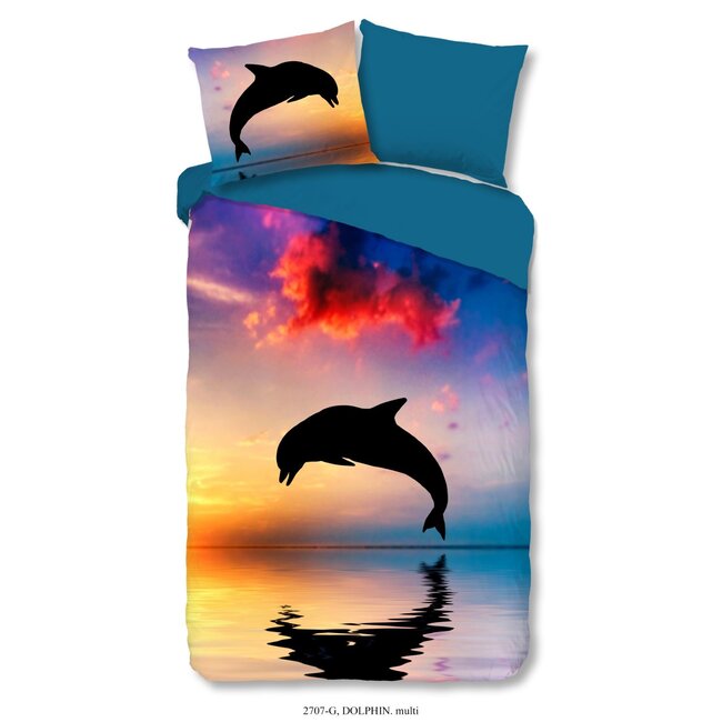 Katoen kinderdekbedovertrek Dolfijn sunset - 140x220 + 60x70 cm