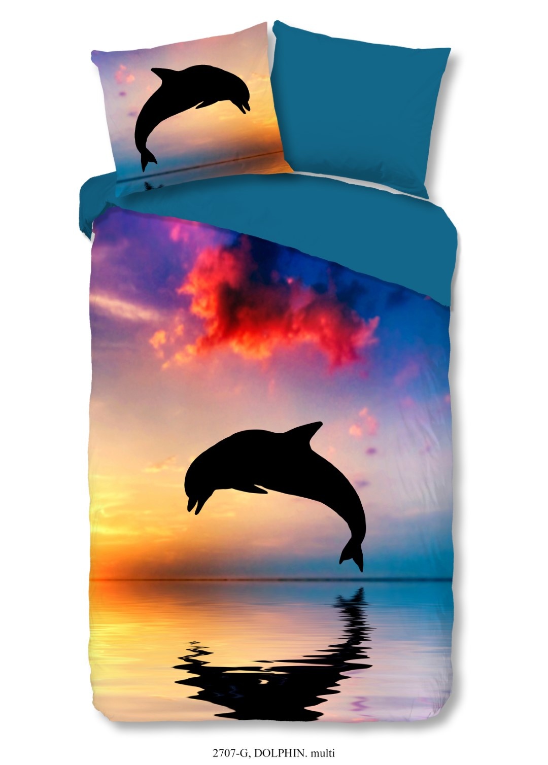 Laag roltrap Goed doen Good Morning Kinderdekbedovertrek Dolfijn sunset 140 x 220 cm