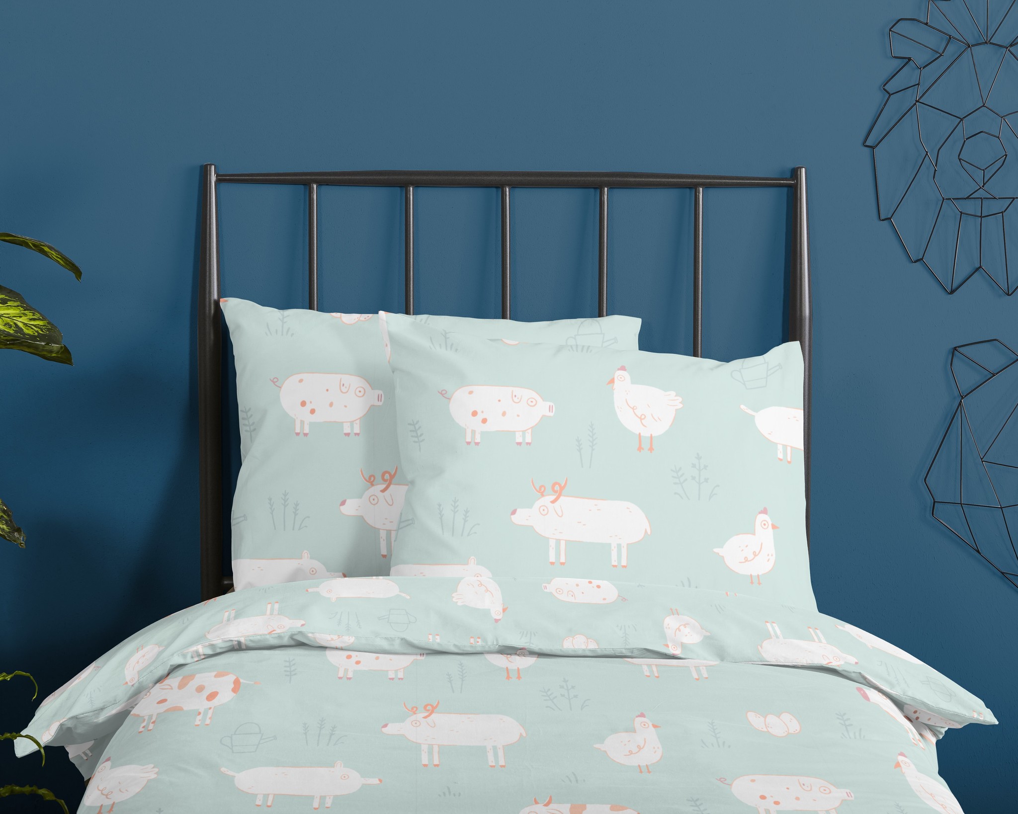Good Morning dekbedovertrek Farm animals - 140x220 + 60x70 cm - katoen