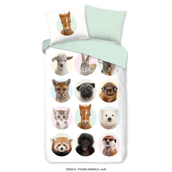 Katoen kinderdekbedovertrek Young animals - 140x220 + 60x70 cm