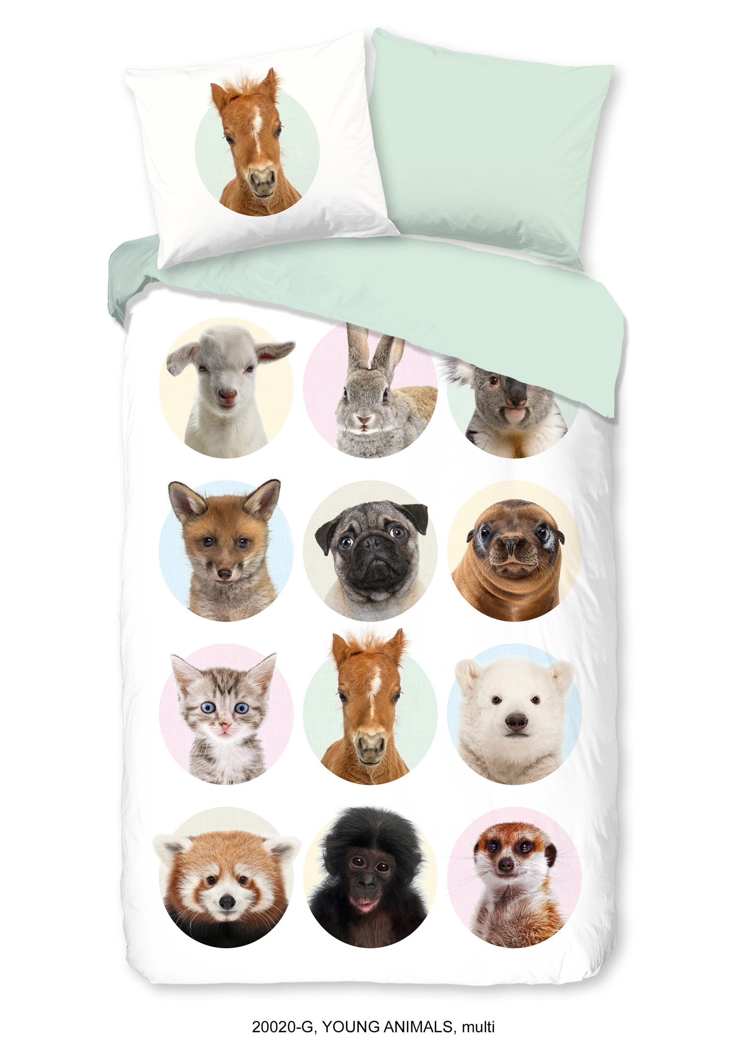 Good Morning kinderdekbedovertrek Young animals - katoen - 140x220 + 60x70 cm