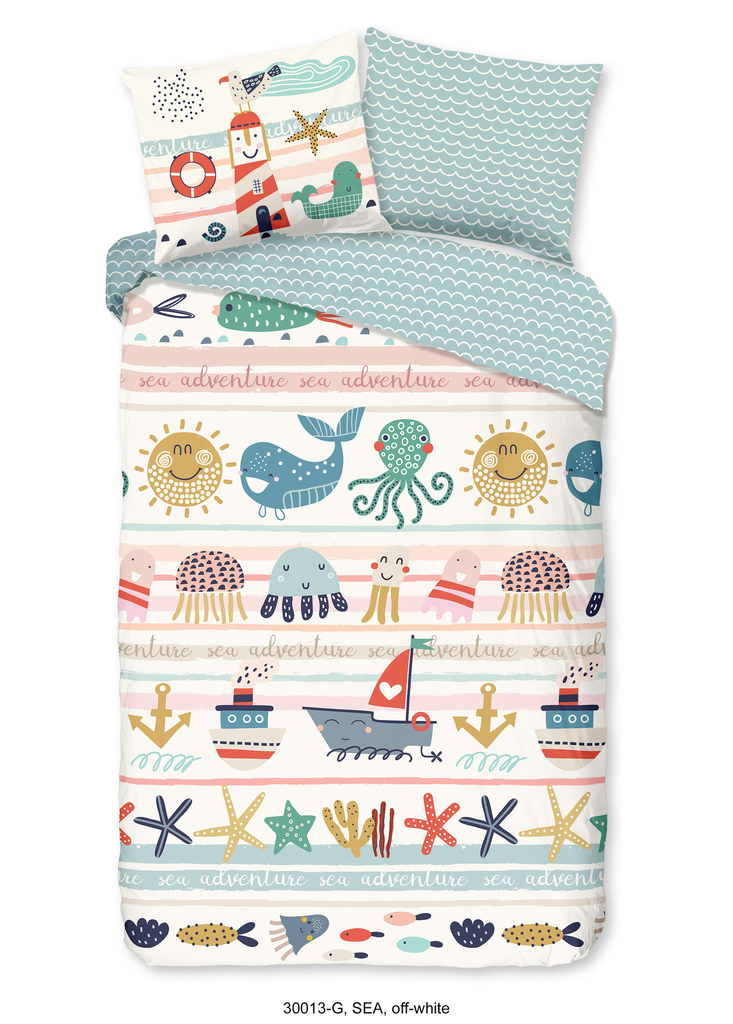 Good Morning kinderdekbedovertrek Sea - katoen - 140x220 + 60x70 cm