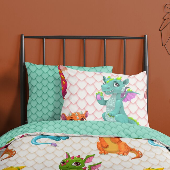 Katoen kinderdekbedovertrek Dragons - 140x220 + 60x70 cm