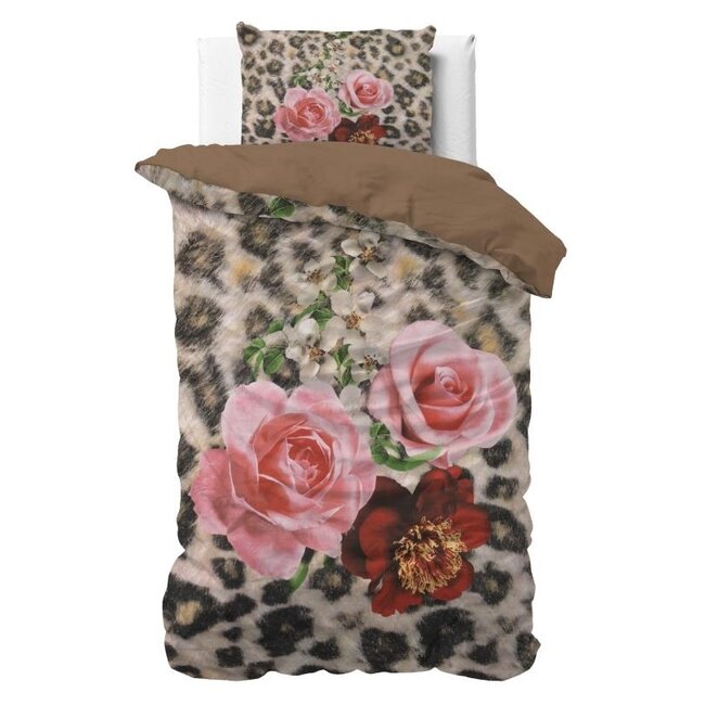 Katoen dekbedovertrek Flower panter - 140x220 + 60x70cm