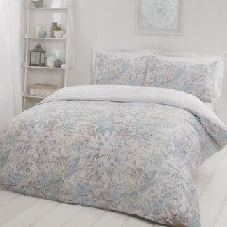 Sleepdown Microvezel dekbedovertrek Paisley teal - 1-persoons (135x200 + 50x75cm)