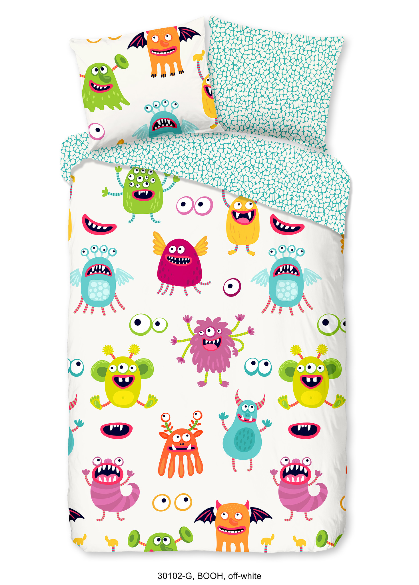 Good Morning kinderdekbedovertrek monsters - katoen - 140x220 + 60x70 cm
