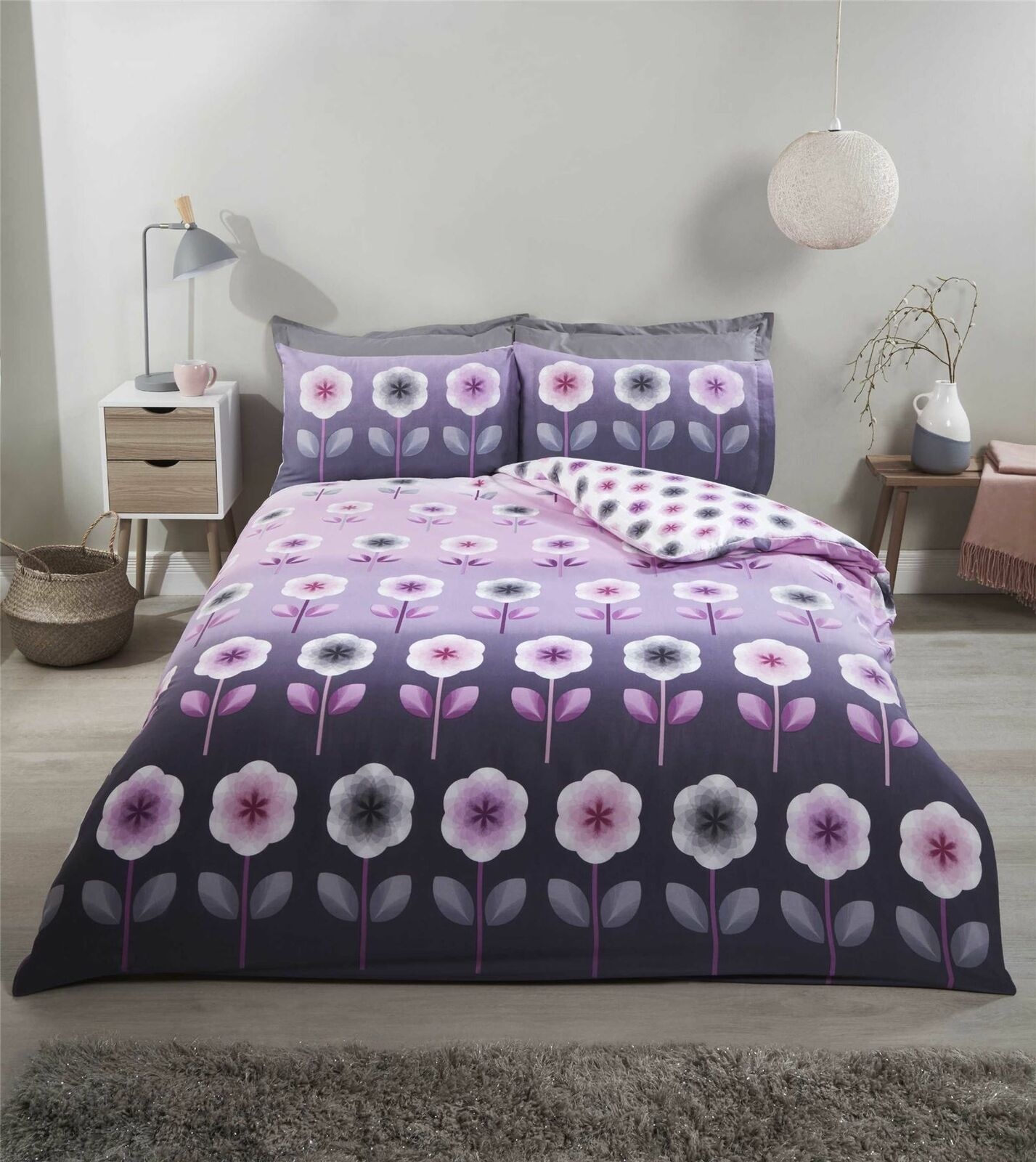 Vintage Art dekbedovertrek Carrie bloemen mauve